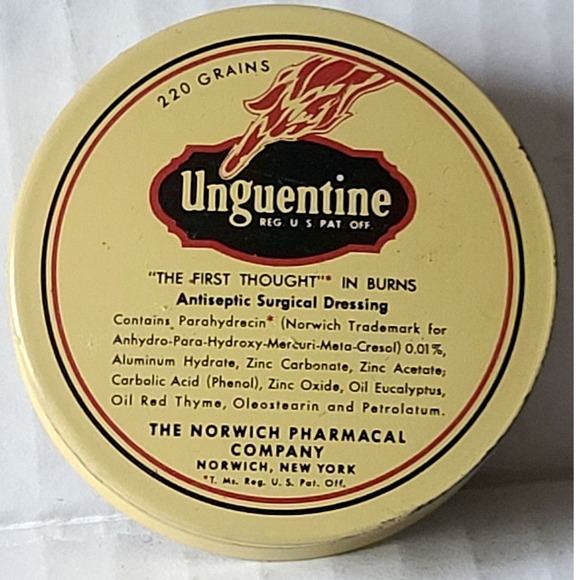 Unguentine Antiseptic Surgical Dressing Round Vintage Tin Norwich New York EC - Picture 1 of 9